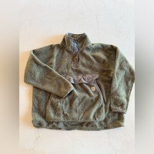 Women’s Carhartt Sherpa Fleece Pullover Jacket Green Relaxed Fit XL